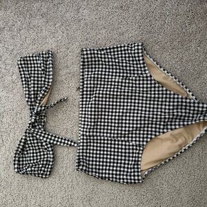Old Navy Black and White Checkered Swimwear